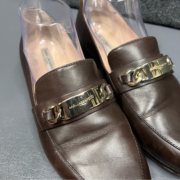 Karl Lagerfeld Cabana Brown Leather Loafers Women’s Size 8 - Picture 9 of 13